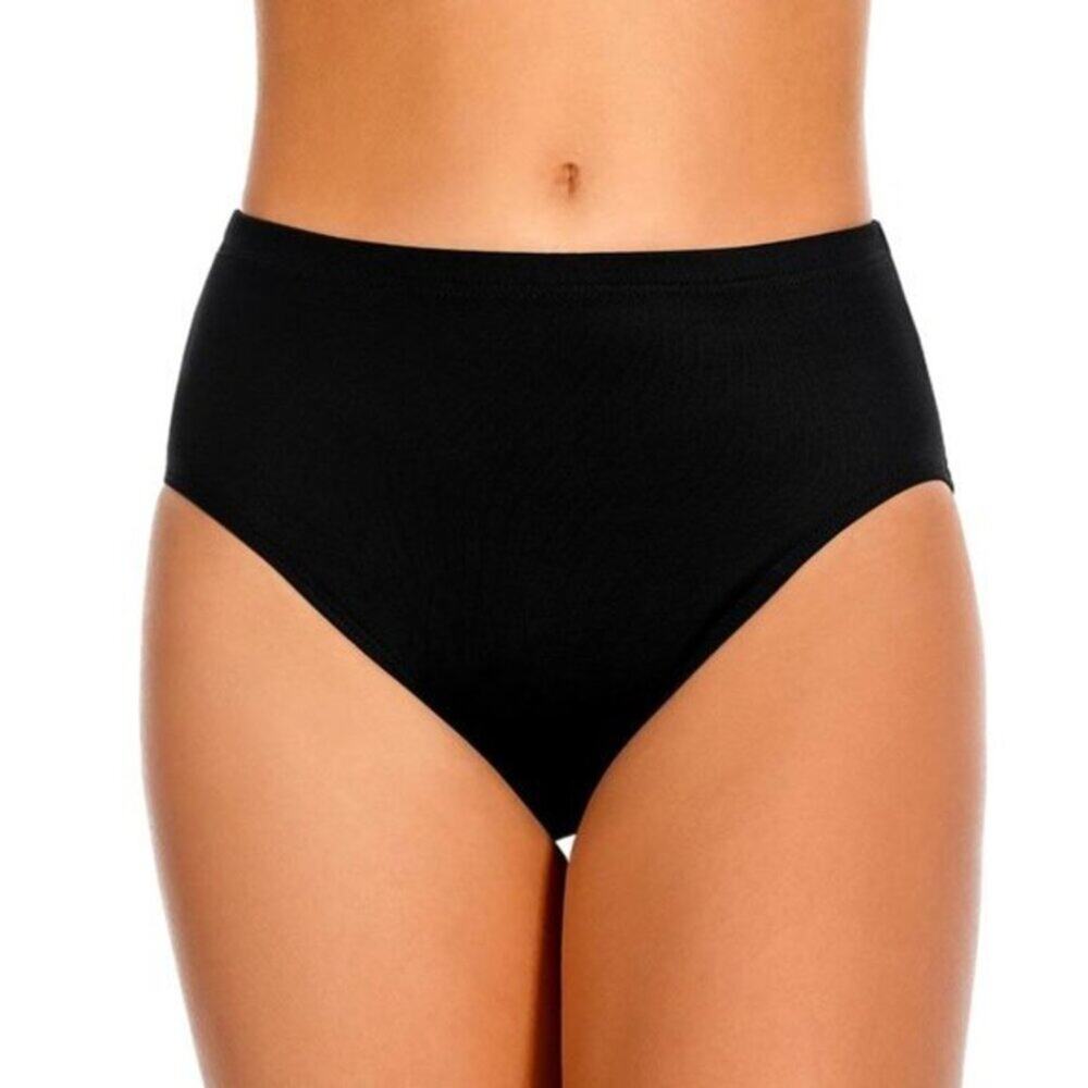 Caribbean Joe Black High Waist Full Coverage Bikini Bottoms Plus Size 24W